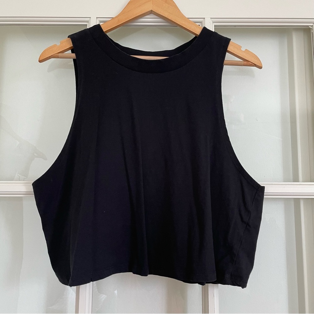 Asos black muscle tank top 100% cotton women's US 14